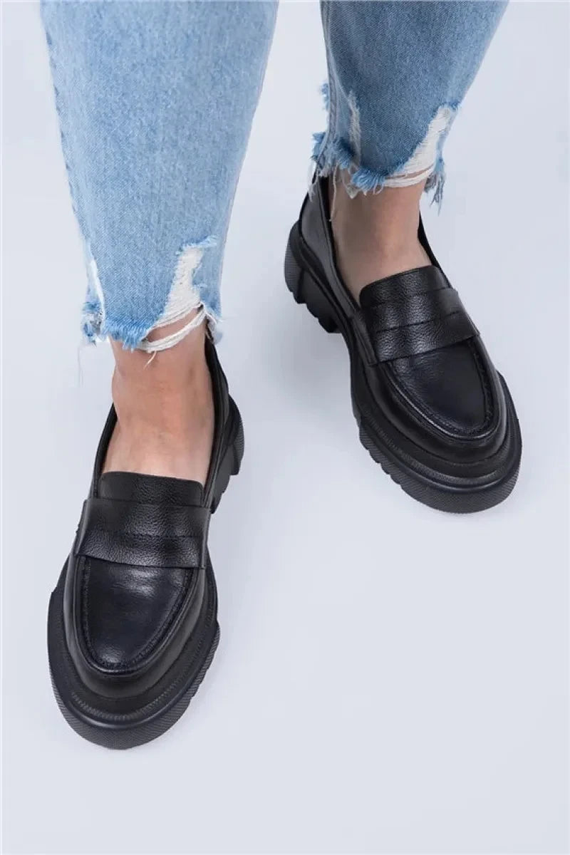 Mj- danita kadın hakiki deri loafer siyah ayakkabı / women > shoes > loafer