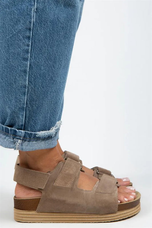 Mj- emilia kadın hakiki deri çift çırtlı vizon sandalet