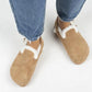 Mj- holly kürklü kadın hakiki deri kemerli tokalı kum sandalet