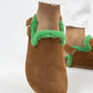 Mj- holly kürklü kadın hakiki deri kemerli tokalı taba- yeşil sandalet