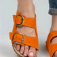 Mj irene kadın hakiki deri çift tokalı turuncu terlik / women > shoes > slippers