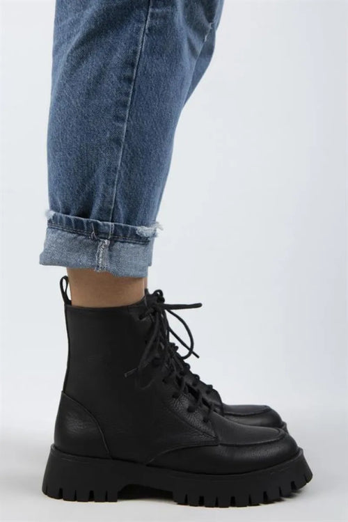 MJ- Jemima Women Original Leather Black zipper black Boots