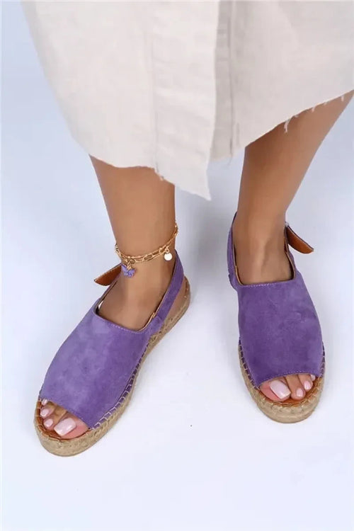 MJ- Juana Echt lederen voorkant met lichte paarse sandalen