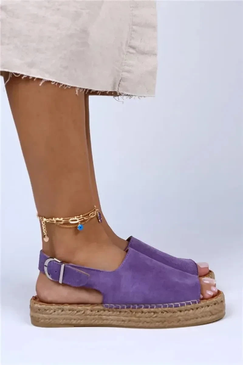Mj- juana hakiki deri önü açık mor sandalet / women > shoes > sandals