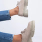 Mj - lola kadın hakiki deri bağcıklı bej ayakkabı