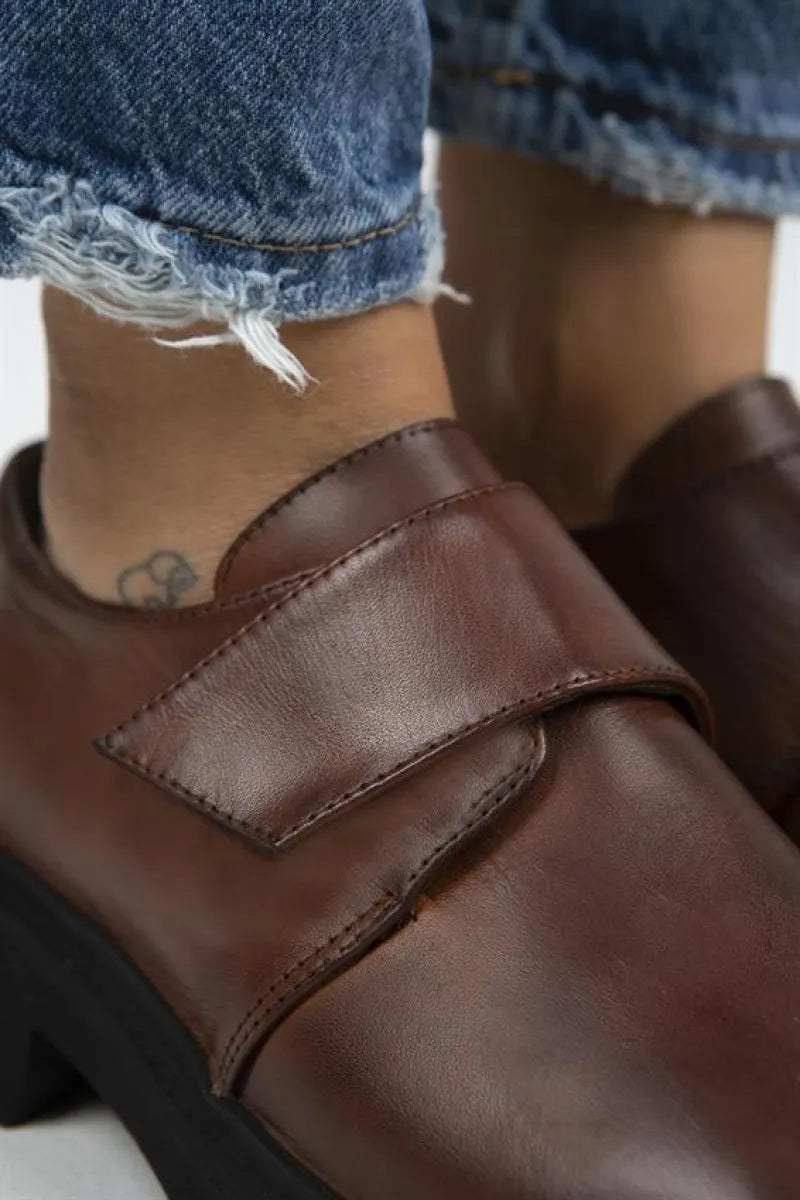 Mj- mimi kadın deri çırtlı hakiki taba ayakkabı