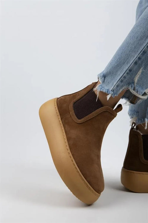 MJ- Ove Women Original Leather Elable Tan Boots