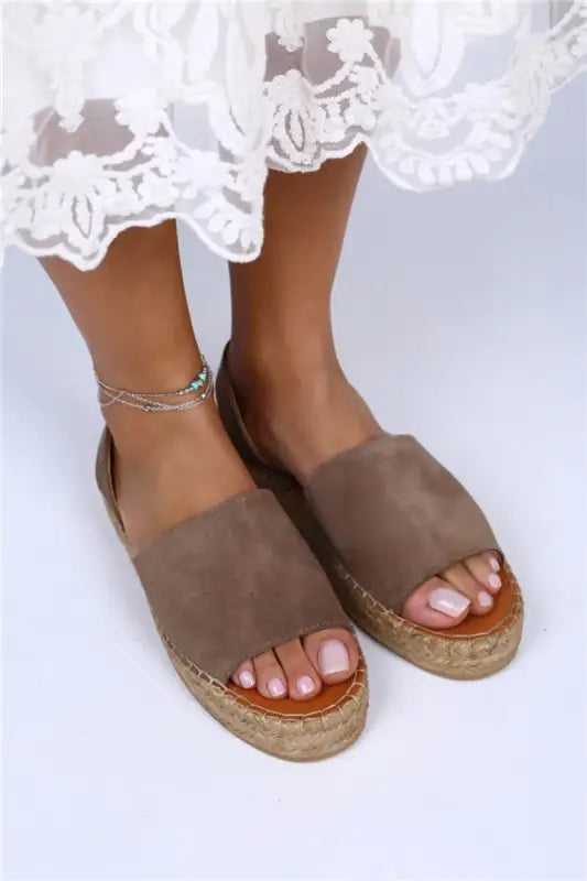 Mj- Veta Genuine Leather Open Front Mink Sandals - Women > Shoes.