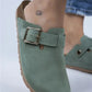 Women > shoes slippers mj- zeta kadın hakiki deri kemerli tokalı yeşil - gold