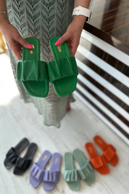 Co- nanta yeşil cilt terlik / women > shoes > slippers