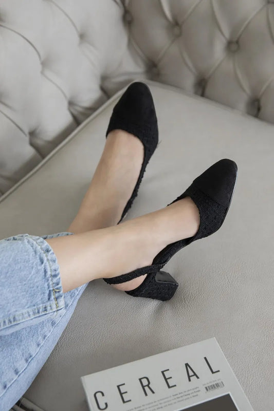 St paris kadın keten topuklu ayakkabı siyah / women > shoes > stilettos