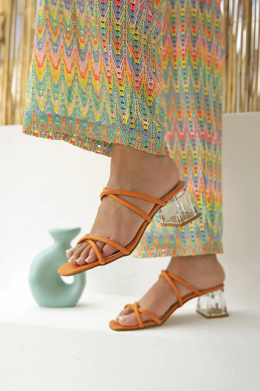 St- paul kadın topuklu sandalet oranj / women > shoes > sandals
