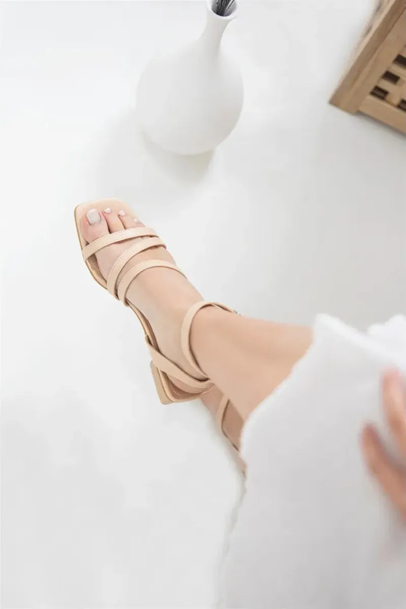 Women > shoes sandals st- pound kadın topuklu küt burun sandalet ten