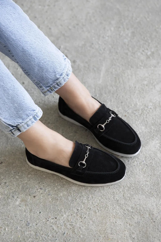 St- prag kadın hakiki deri süet makosen ayakkabı siyah / women > shoes > loafer