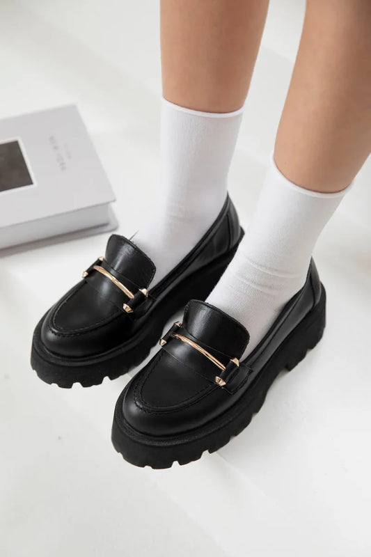St raffıel kadın taş detay rugan makosen ayakkabı siyah / women > shoes > loafer