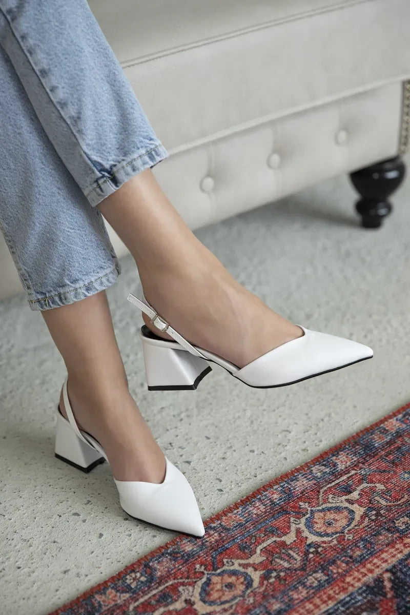 Women > shoes sandals st- rasana kadın deri topuklu ayakkabı beyaz