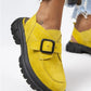 Mj- rayne kadın hakiki deri tokalı kemerli sarı süet sandalet / women > shoes >