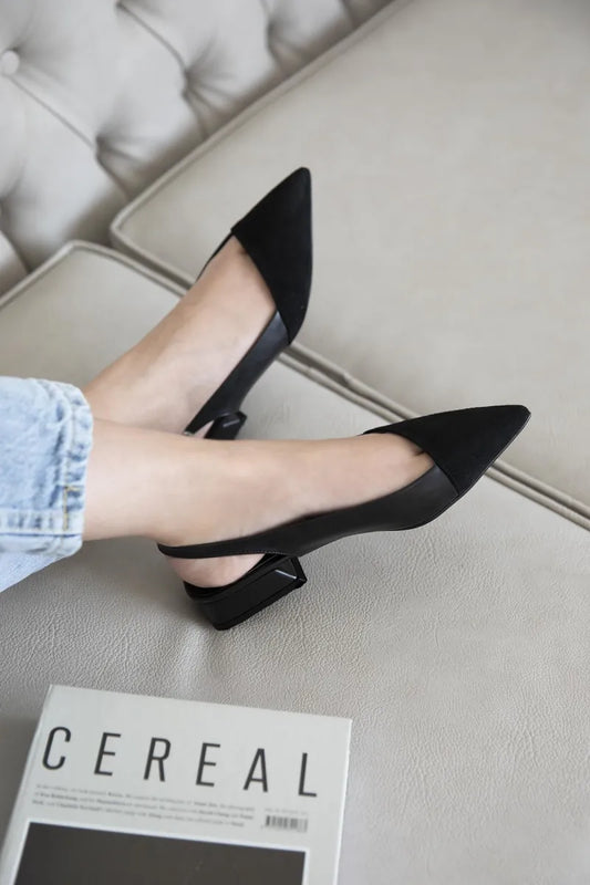 St- ronan kadın süet detay topuklu deri ayakkabı siyah / women > shoes > sandals