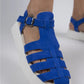 Mj- rosa kadın hakiki deri tokalı mavi - beyaz sandalet / women > shoes >