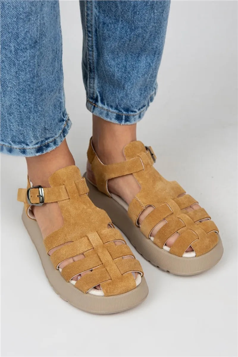 Women > shoes sandals mj- rosa kadın hakiki deri tokalı taba sandalet