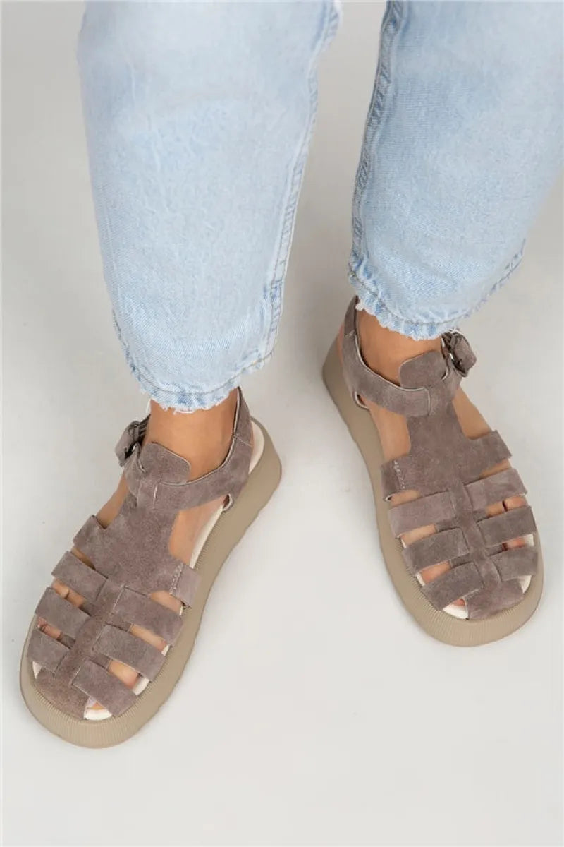 Women > shoes sandals mj- rosa kadın hakiki deri tokalı vizon sandalet