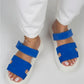Mj- seina kadın hakiki deri cırtlı terlik mavi terlik / women > shoes > slippers