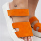 Mj- seina kadın hakiki deri cırtlı terlik turuncu terlik / women > shoes >