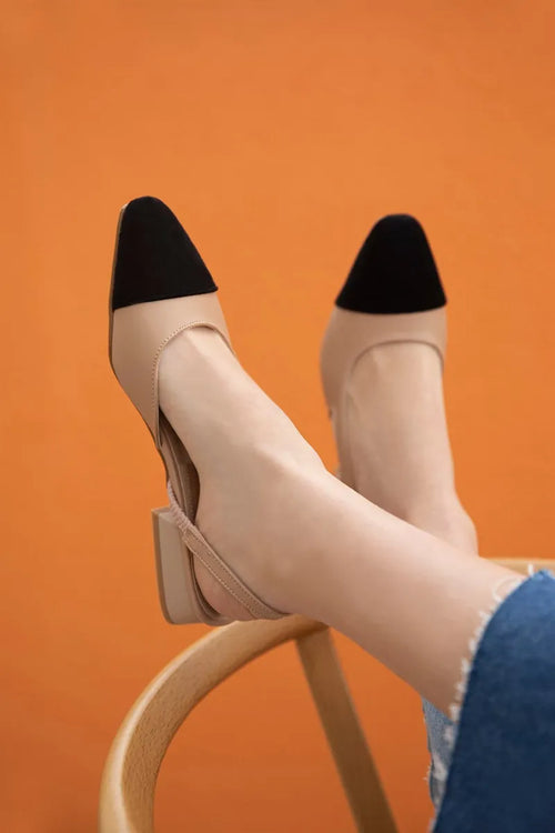St- Simmons Kadın Topuklu Deri Sandalet Ten-siyah