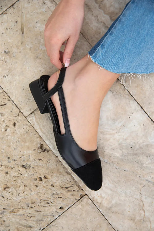 St- Simmons Kadın Topuklu Deri Sandalet Siyah