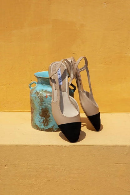 St- simmons kadın topuklu deri sandalet ten-siyah / women > shoes > sandals