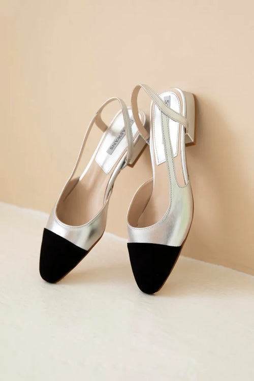 Женские каблуки ST-Simmons кожаные сандалии серебро