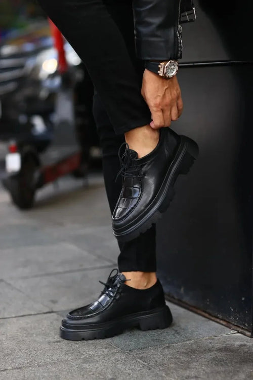 So- Fekete, Croco, magas fekete bázis, férfi cipők