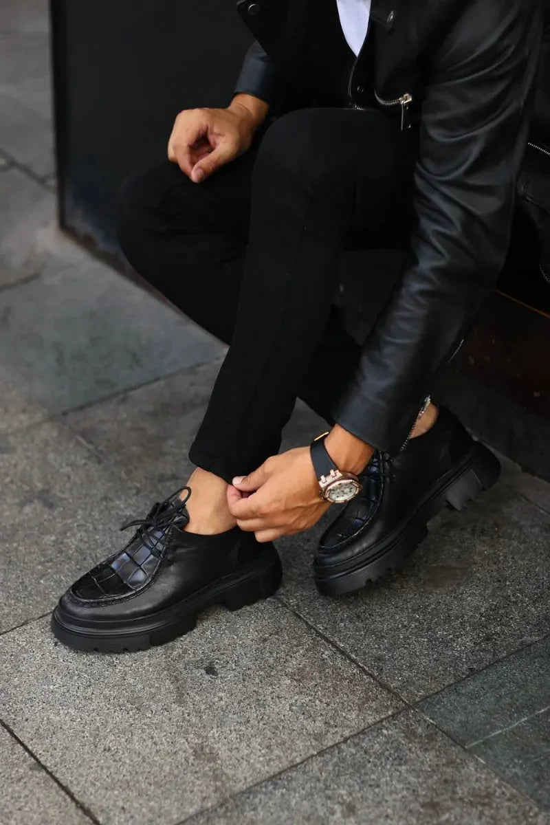 So- siyah croco yüksek taban erkek sneakers