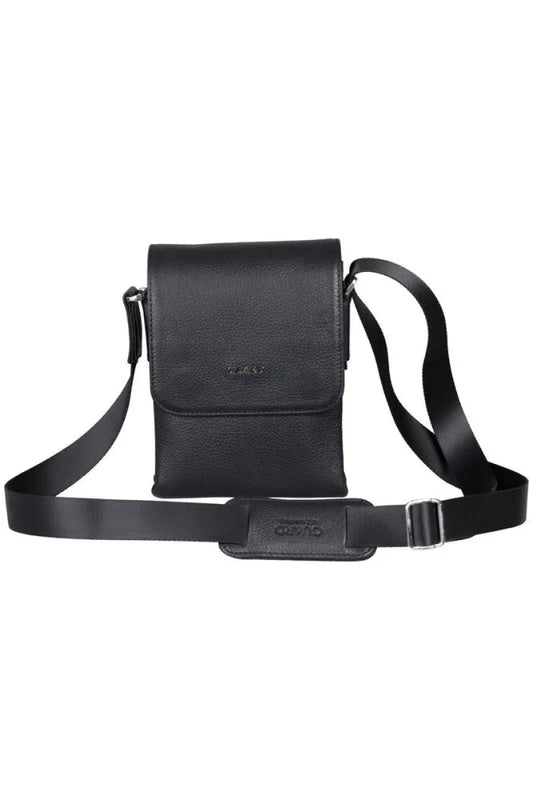 Man > bag portfolio gd- siyah deri çok bölmeli omuz çantası