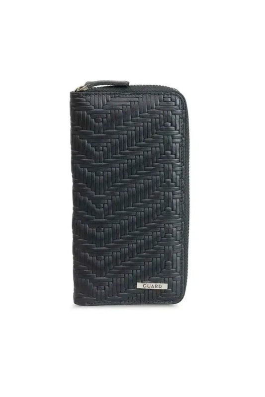 Gd siyah hasır baskılı fermuarlı portföy cüzdan / accessories > wallet