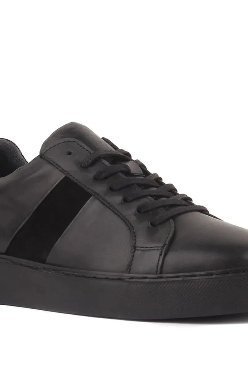 So- siyah napa deri sneakers erkek ayakkabı