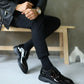 So- siyah rugan deri bağcıksız erkek ayakkabı