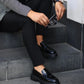 So- siyah rugan yüksek taban erkek klasik ayakkabı