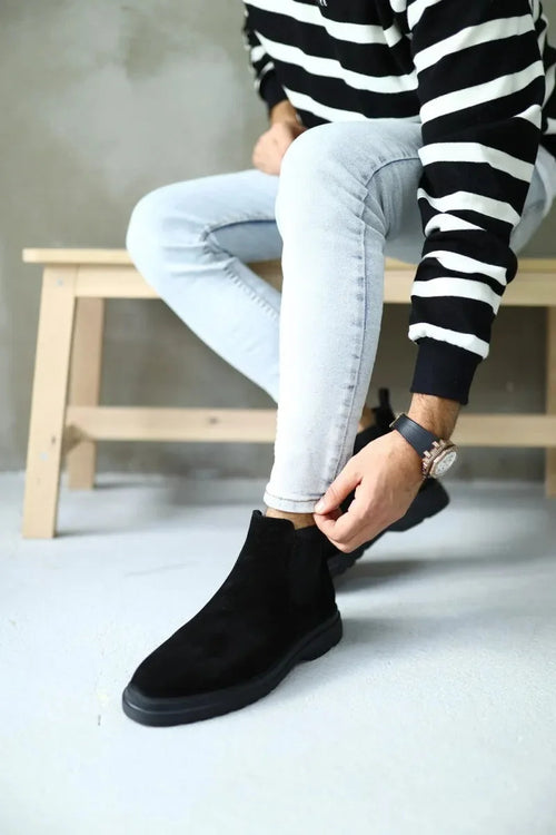 So- black, Suede Leather, Chelsea Men Boots