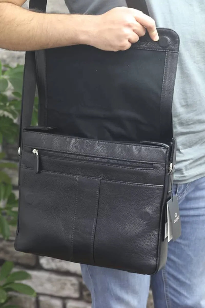 Man > bag portfolio gd- siyah spor deri evrak çantası