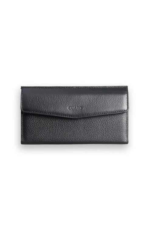 Gd- Black Leather Women's Wallet with Phone Slot