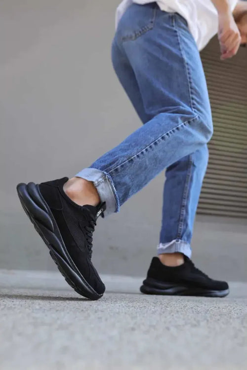 Kn- Sneakers Shoes 065 Black Suede (Black base)