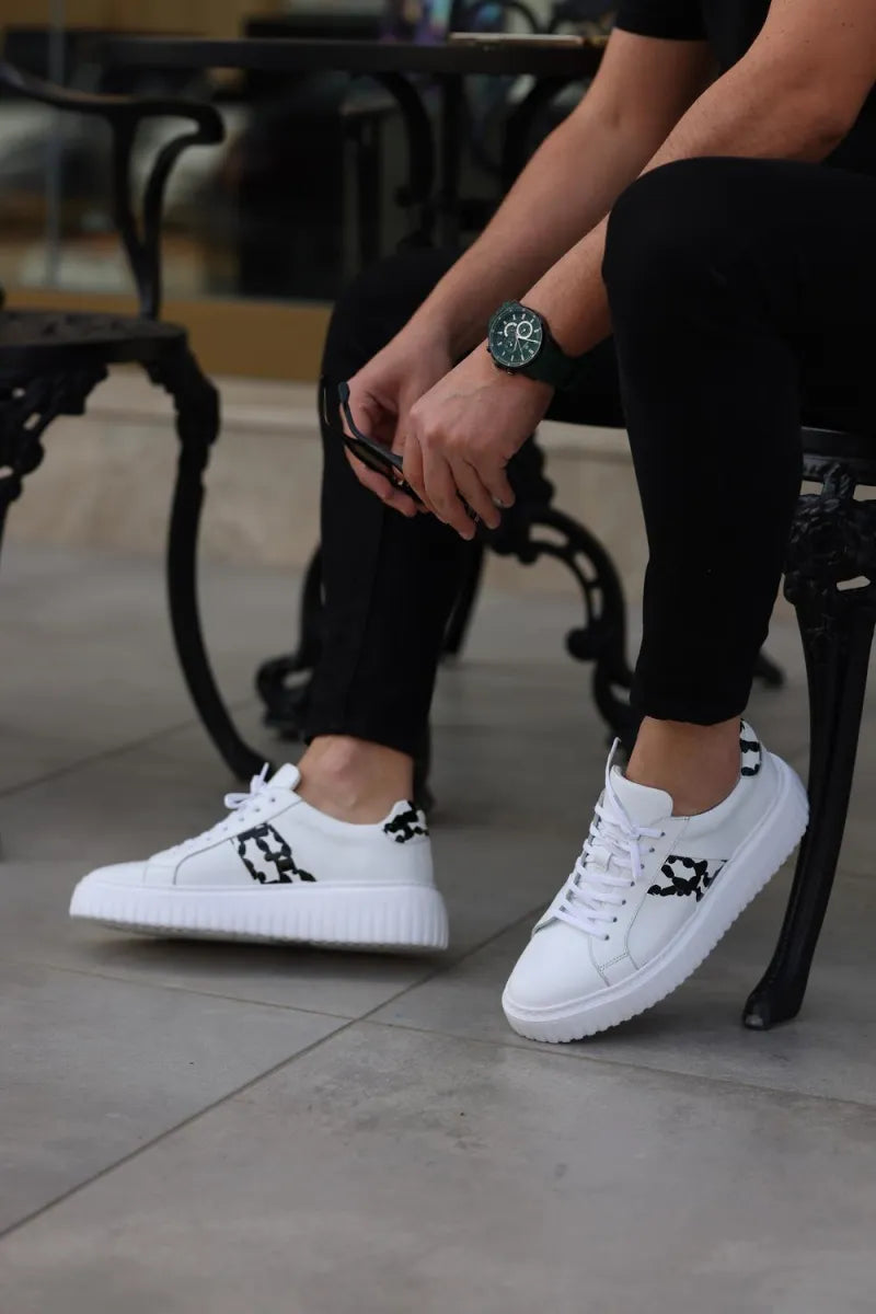 So - beyaz napa deri sneakers erkek ayakkabı
