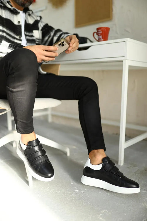 So- Siyah, Deri, Cırtlı Sneakers Erkek Ayakkabı 81
