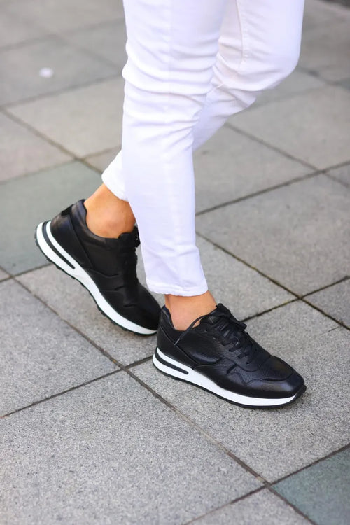So- Black, cuero, zapatos deportivos para hombres