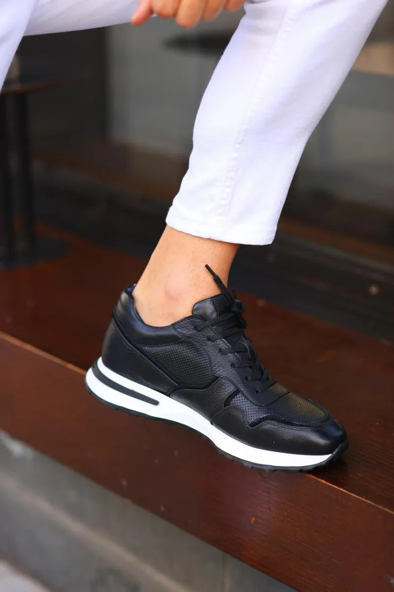 So- siyah deri spor erkek ayakkabı