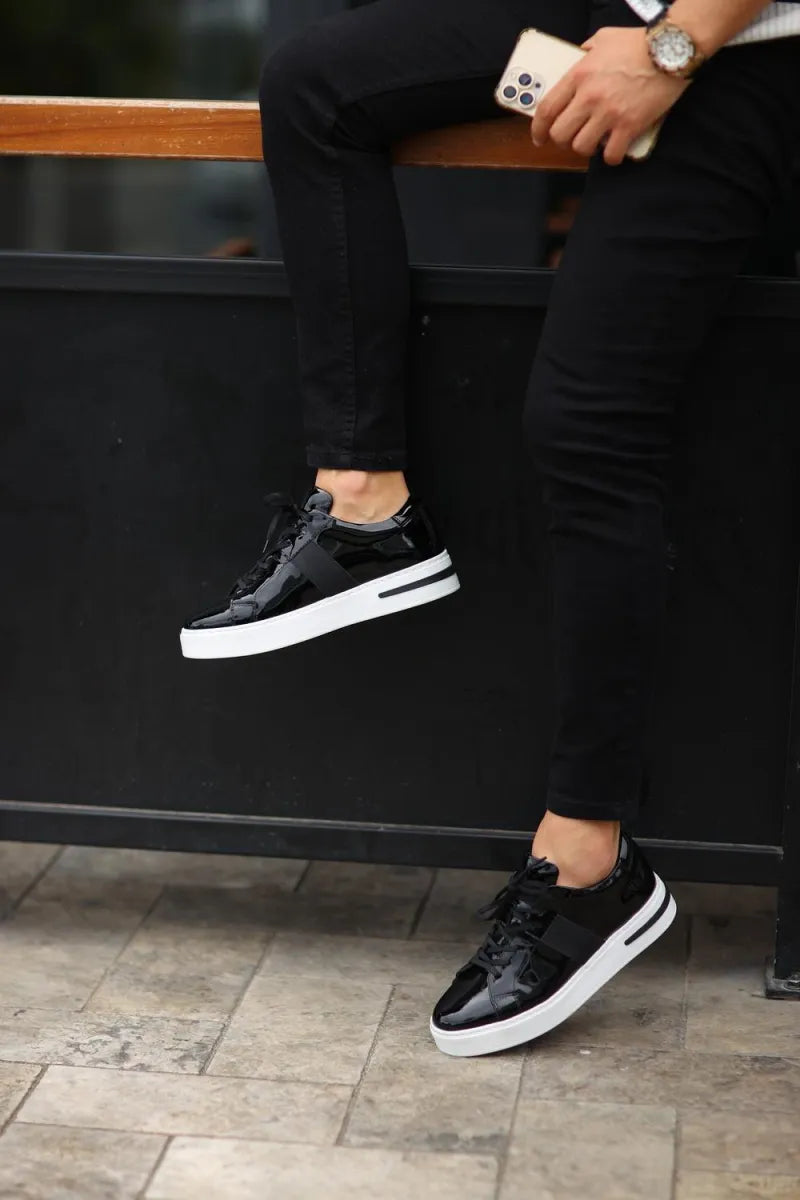 So - siyah rugan bağcıklı sneakers erkek ayakkabı