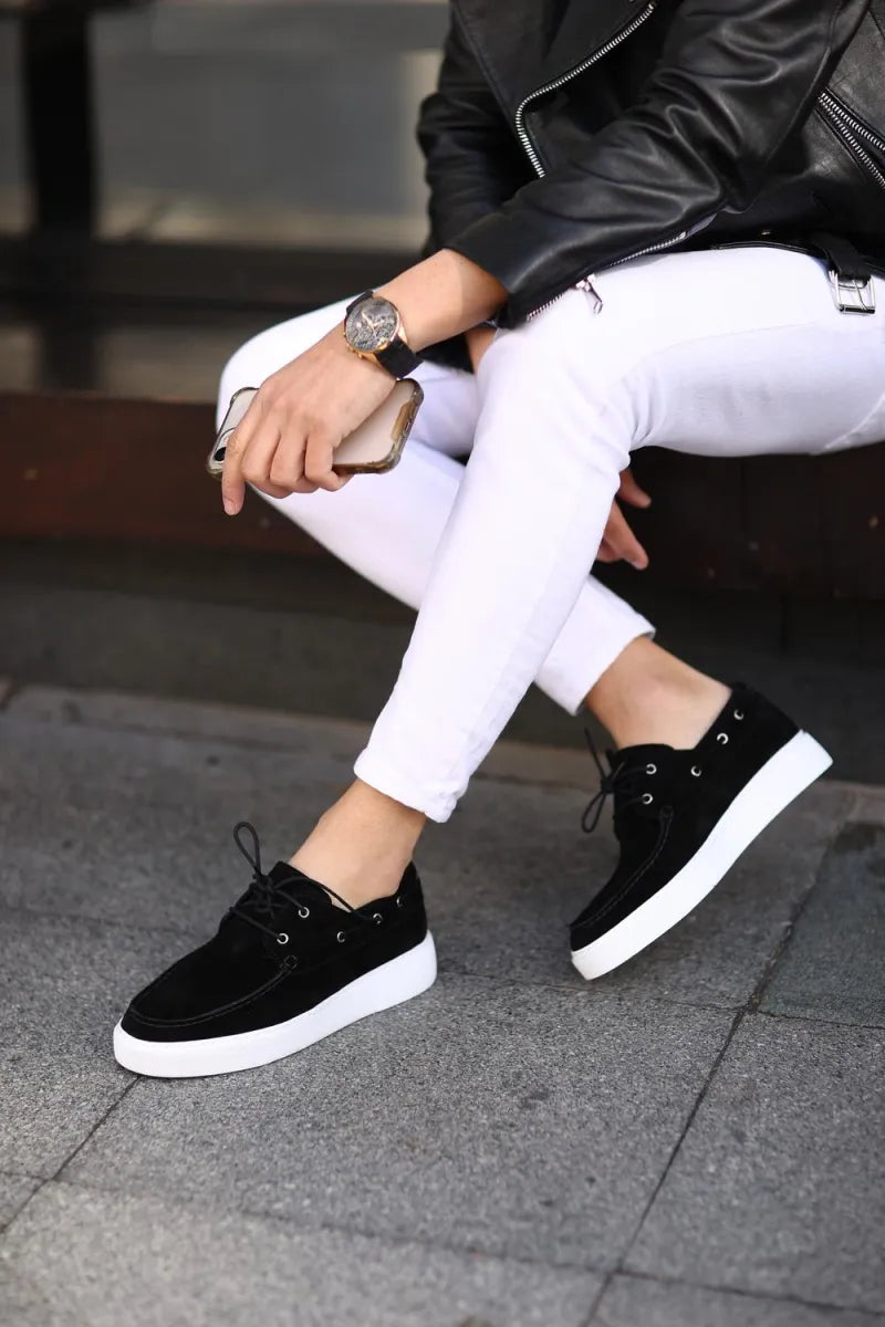 So- siyah süet bağcıklı sneakers erkek ayakkabı 110