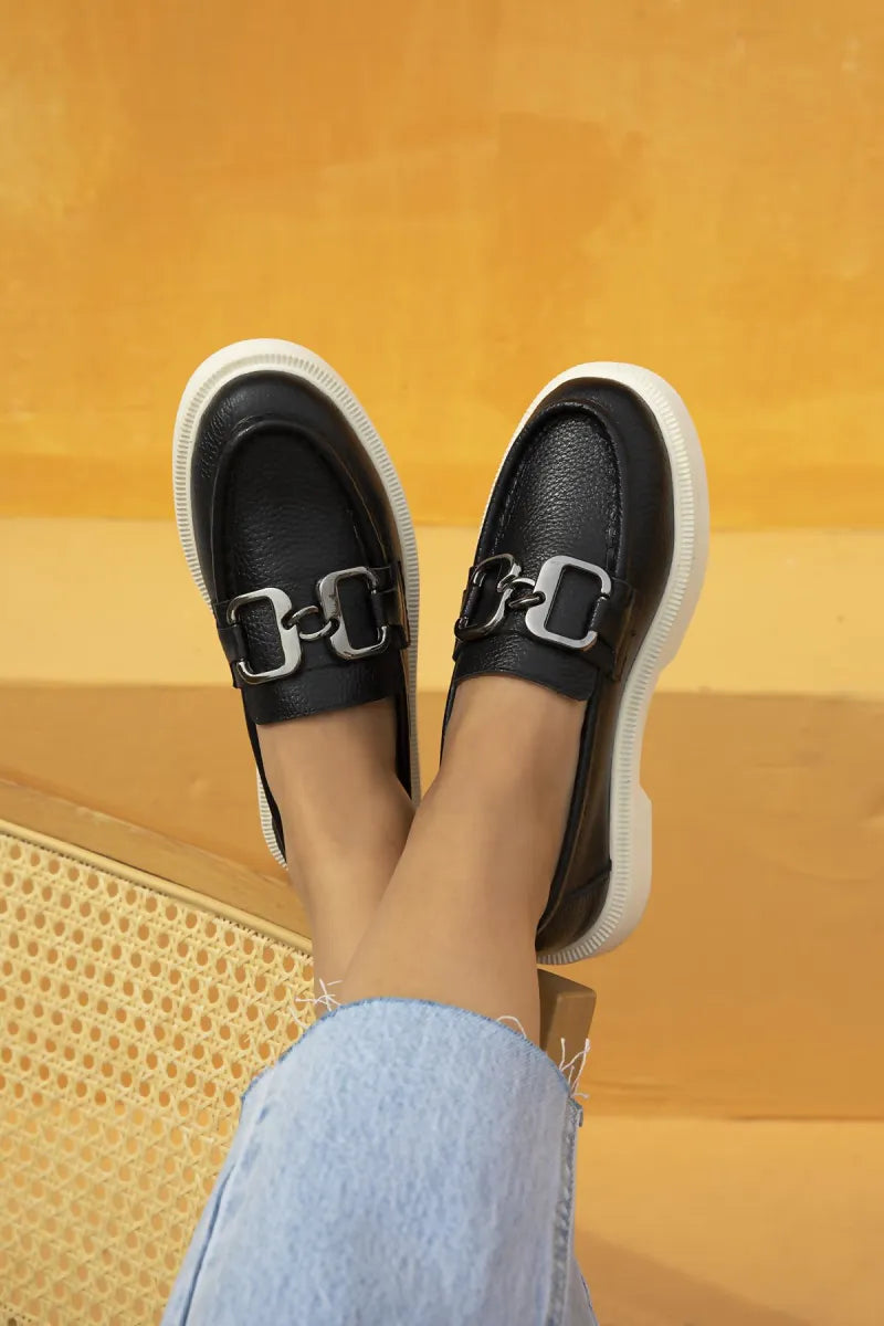 St- socrates kadın hakiki deri makosen ayakkabı siyah / women > shoes > loafer