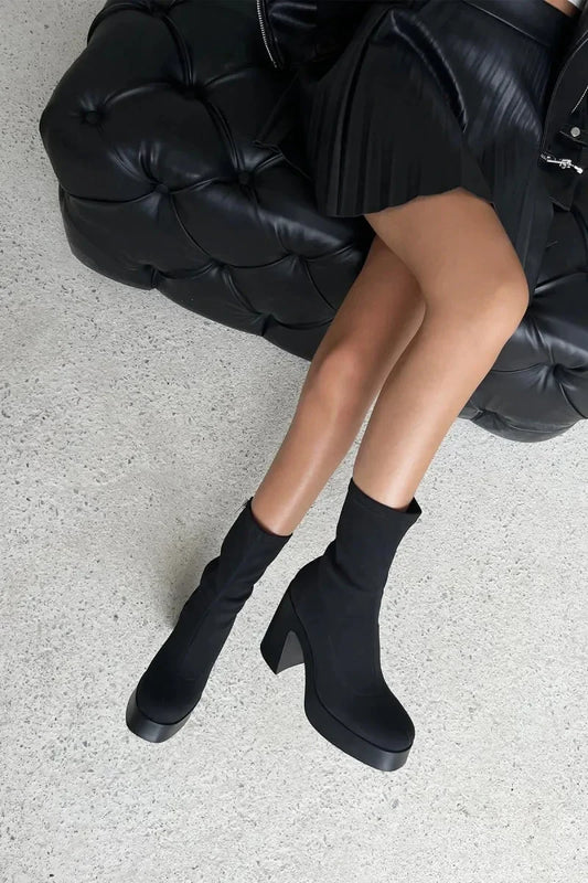 St- balli kadın platform topuk streç bot siyah / women > shoes > boots